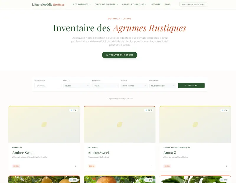 Les Agrumes Rustiques — Index des agrumes